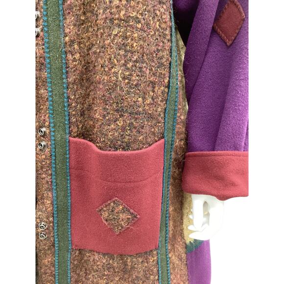 Vintage Coloratura Women’s Coat Size L Wool Multicolor Long Two Front Pockets - Picture 5 of 6